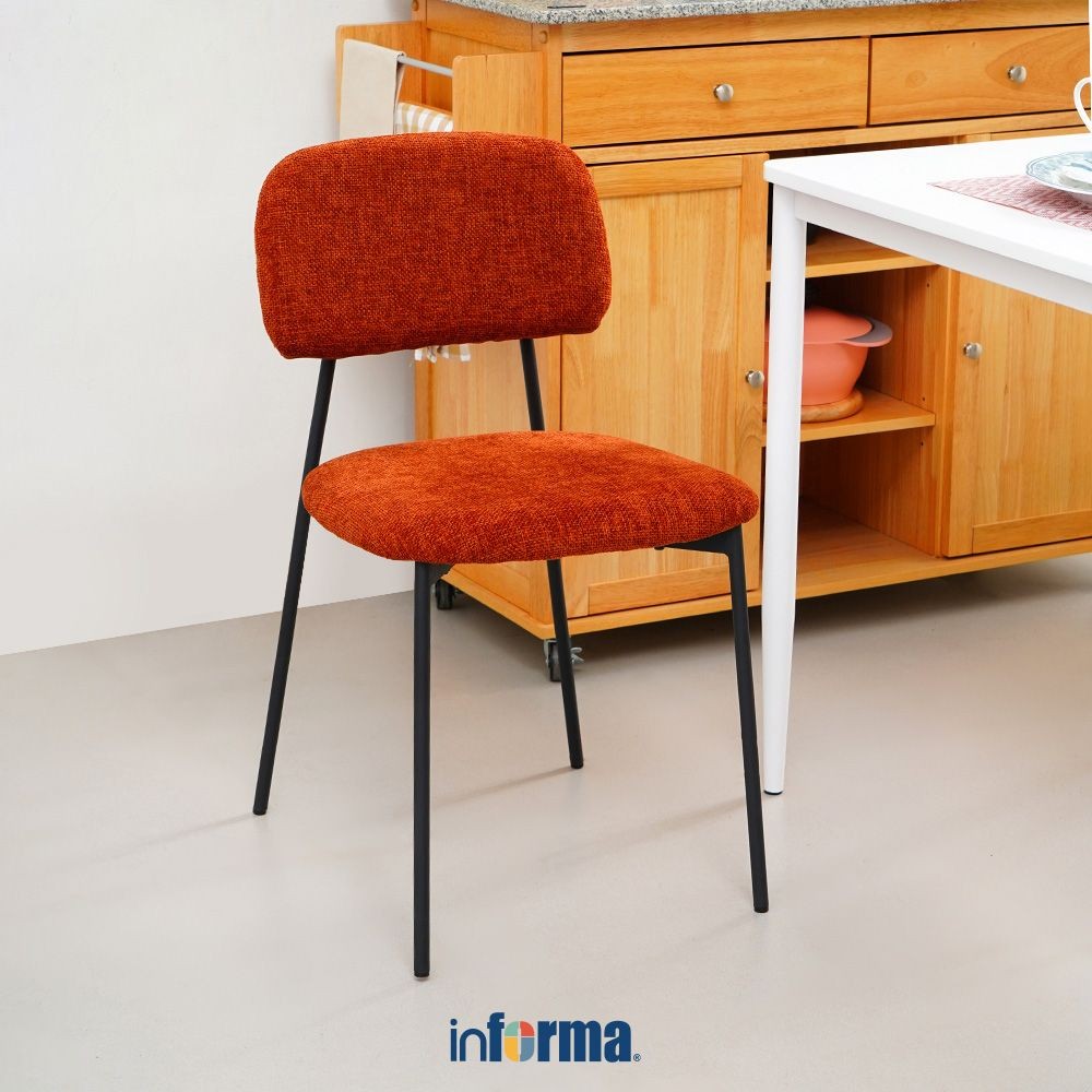 Informa Praise Kursi Makan Fabric - Cokelat Copper Dining Chair Kursi Kafe Restoran Sandaran Punggun
