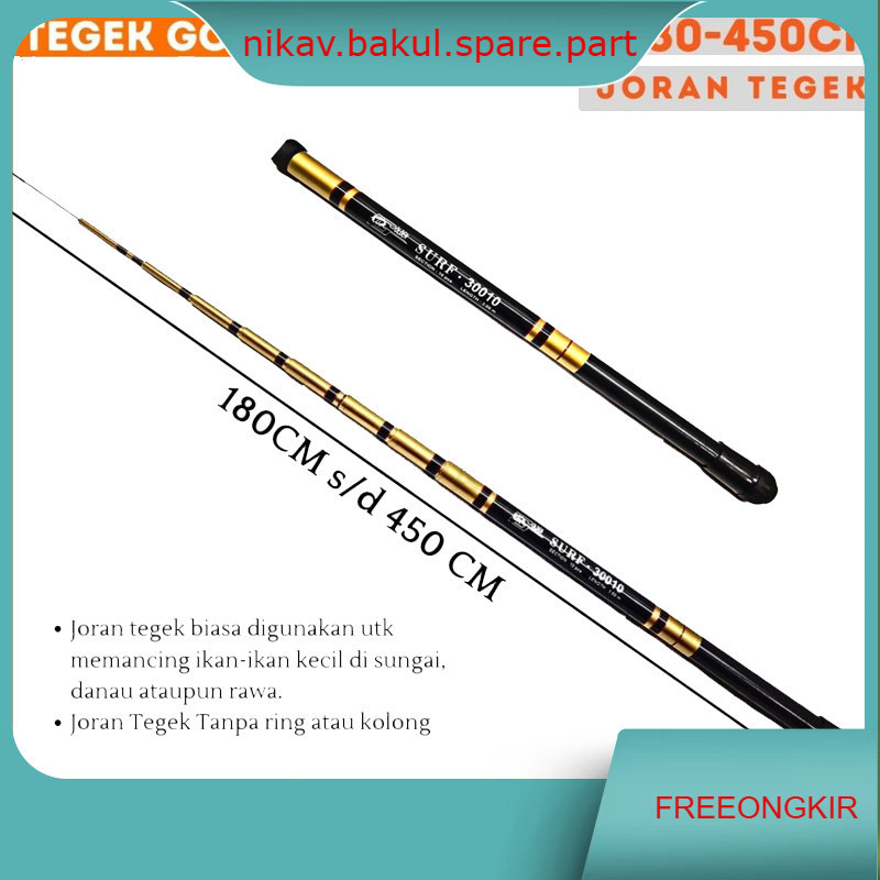 Joran Pancing Tegek Surf Golden Vip 180 210 240 270 300 360 450 Cm Ruas Pendek Ringan Dan lentur