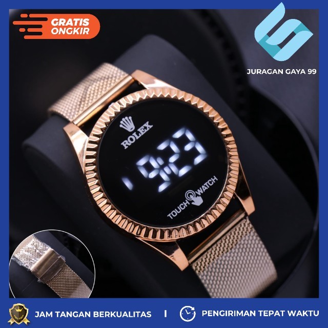 Jam Tangan Unisex Fashion Rolex LS 7596 LED Touch Watch - Bisa Bayar Ditempat - COD - Murah