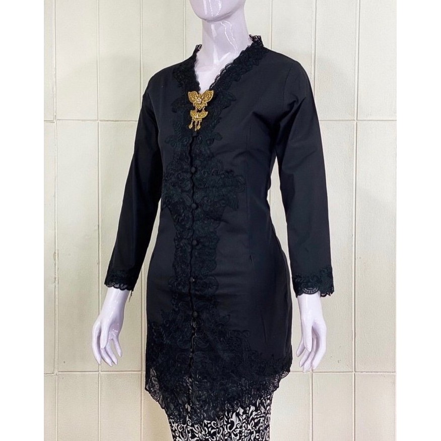 ✨LARIS✨ -Kebaya Encim Tunik Lengan Panjang Bordir Katun Paris - MUSTARD, S