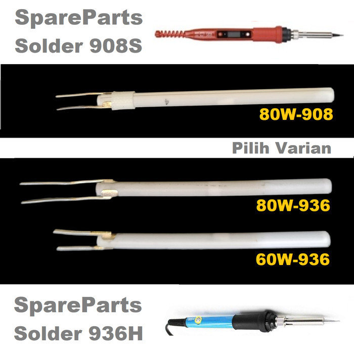 Soldering Iron Heater Parts 908 908S 60W 80W Elemen Pemanas Solder - 60W elemen 936 by Blezzy store