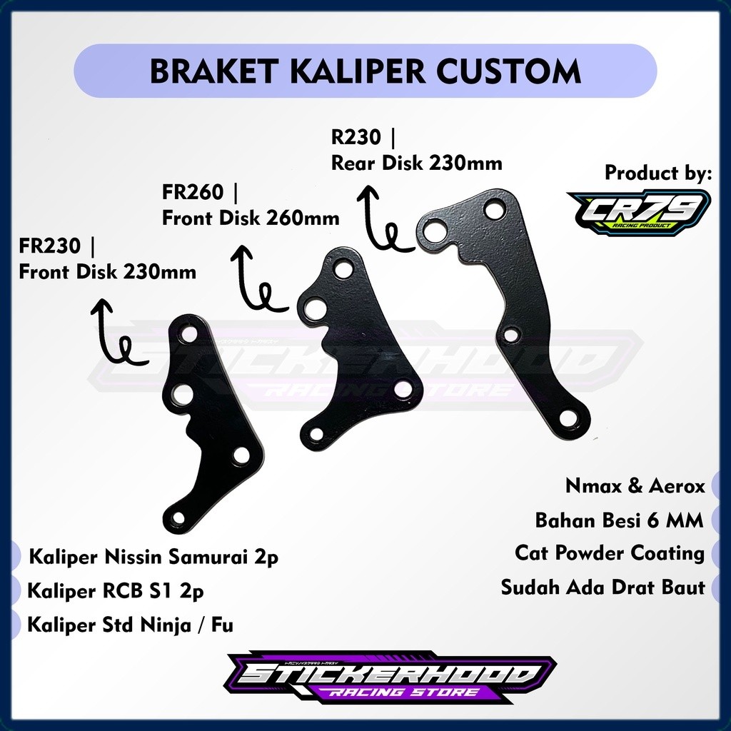 BRAKET KALIPER NMAX AEROX 230 260 NISSIN SAMURAI