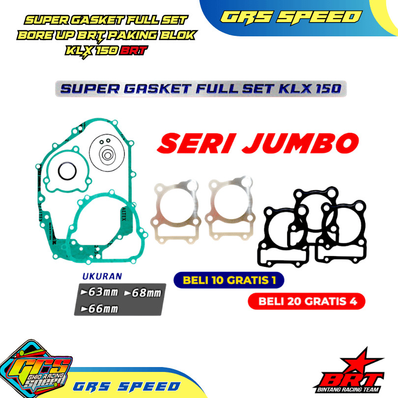 GRS Super Gasket Full Set Bore Up BRT Paking Blok KLX 150