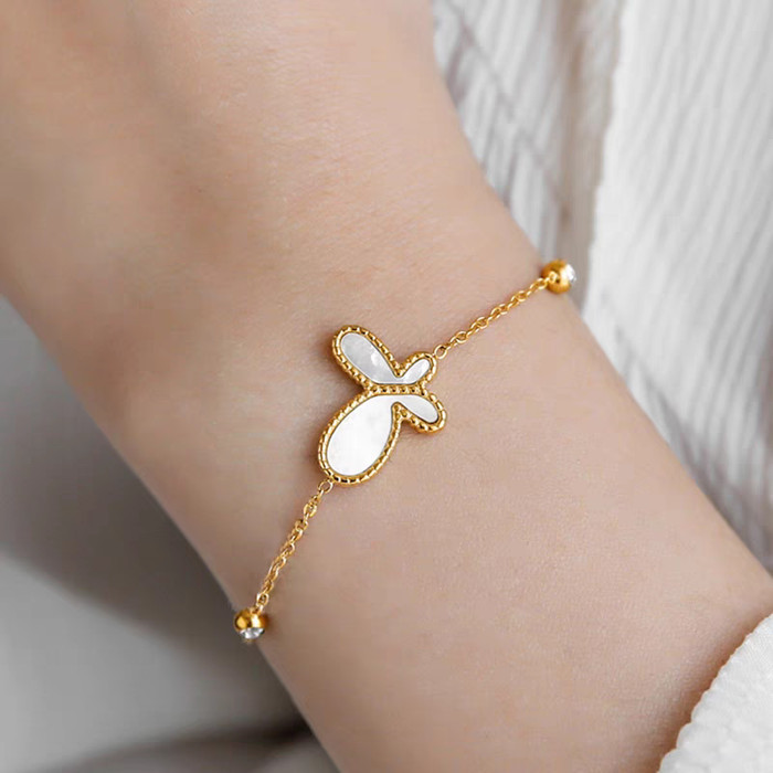 gelang rantai titanium fashion kupu putih