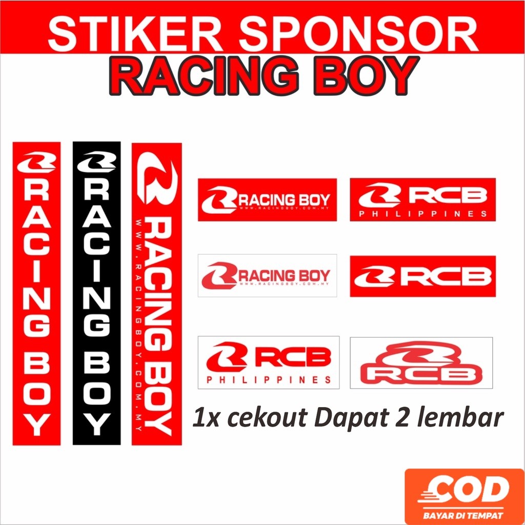 STIKER RACING BOY STICKER RCB SPONSOR SHOCK DEPAN