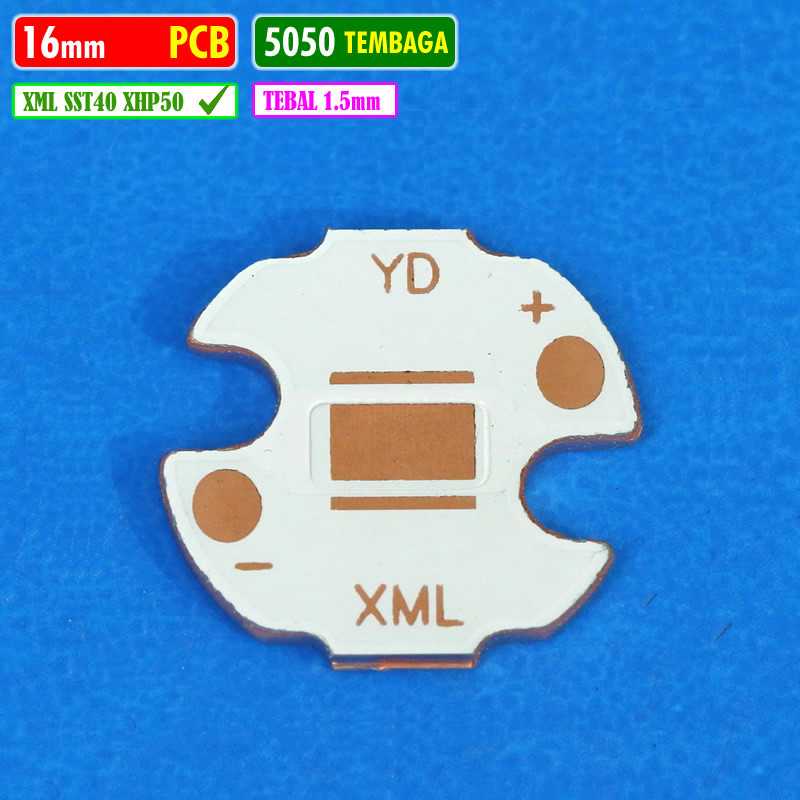PCB 16mm Tembaga LED 5050 SST40 T6 XML XML2 XHP50 P50 Chip Ukuran 5x5mm 5mm Cree Luminus Yinding