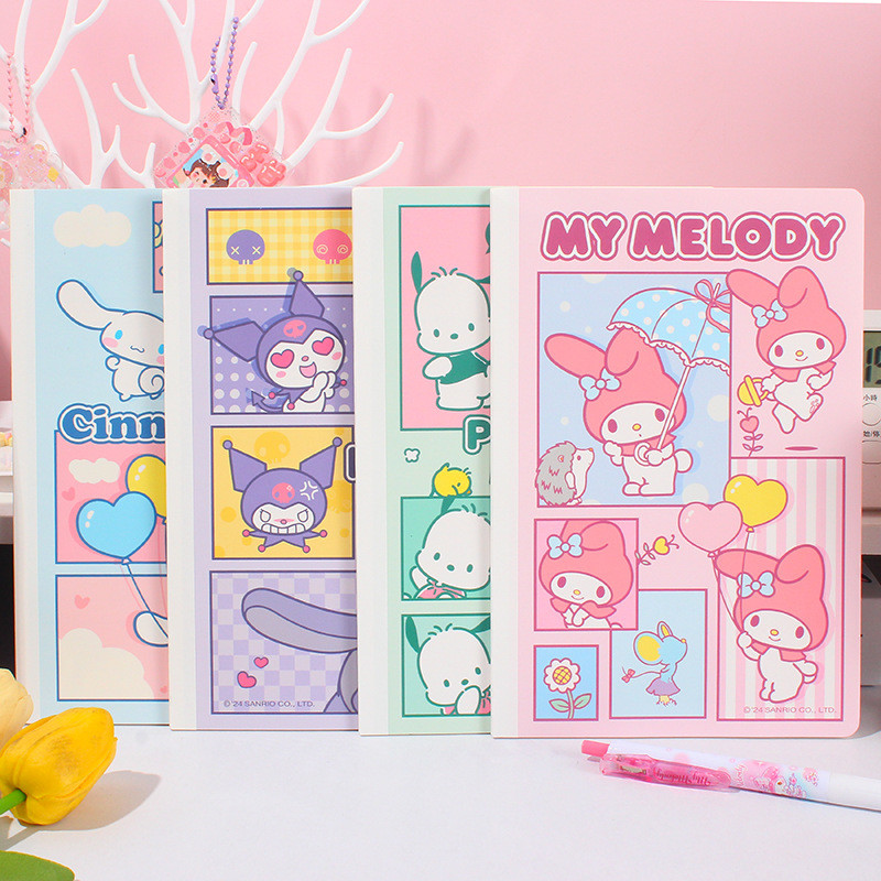 

Genuine Authorized Sanrioa5 Cute Cartoon Student Study Assignment Book With 40 Horizontal Notebooks