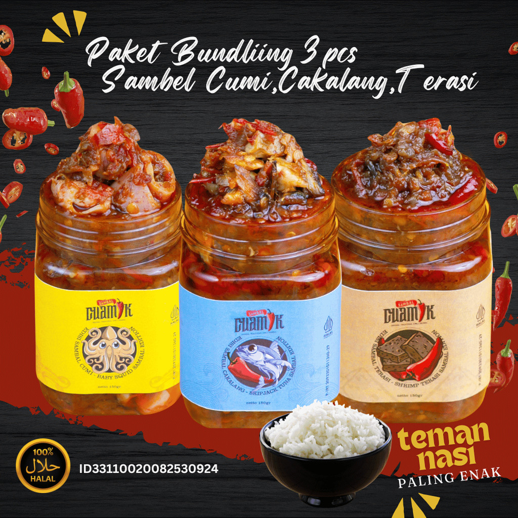 

Paket Bundling 3pcs Sambal Cuamik - Sambal Cakalang Sambal Teri Sambel ijo