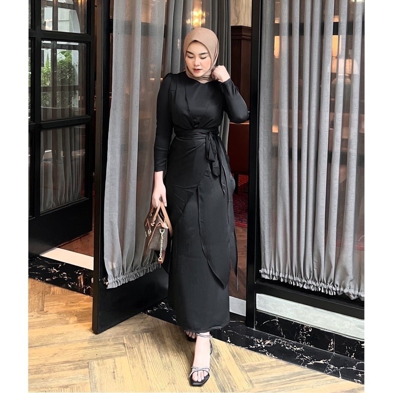 B022 | YASMIN GAMIS LEBARAN ELEGAN SATIN VELVET DRESS BRIDESMAID KOREAN STYLE [Girls_collection.id]