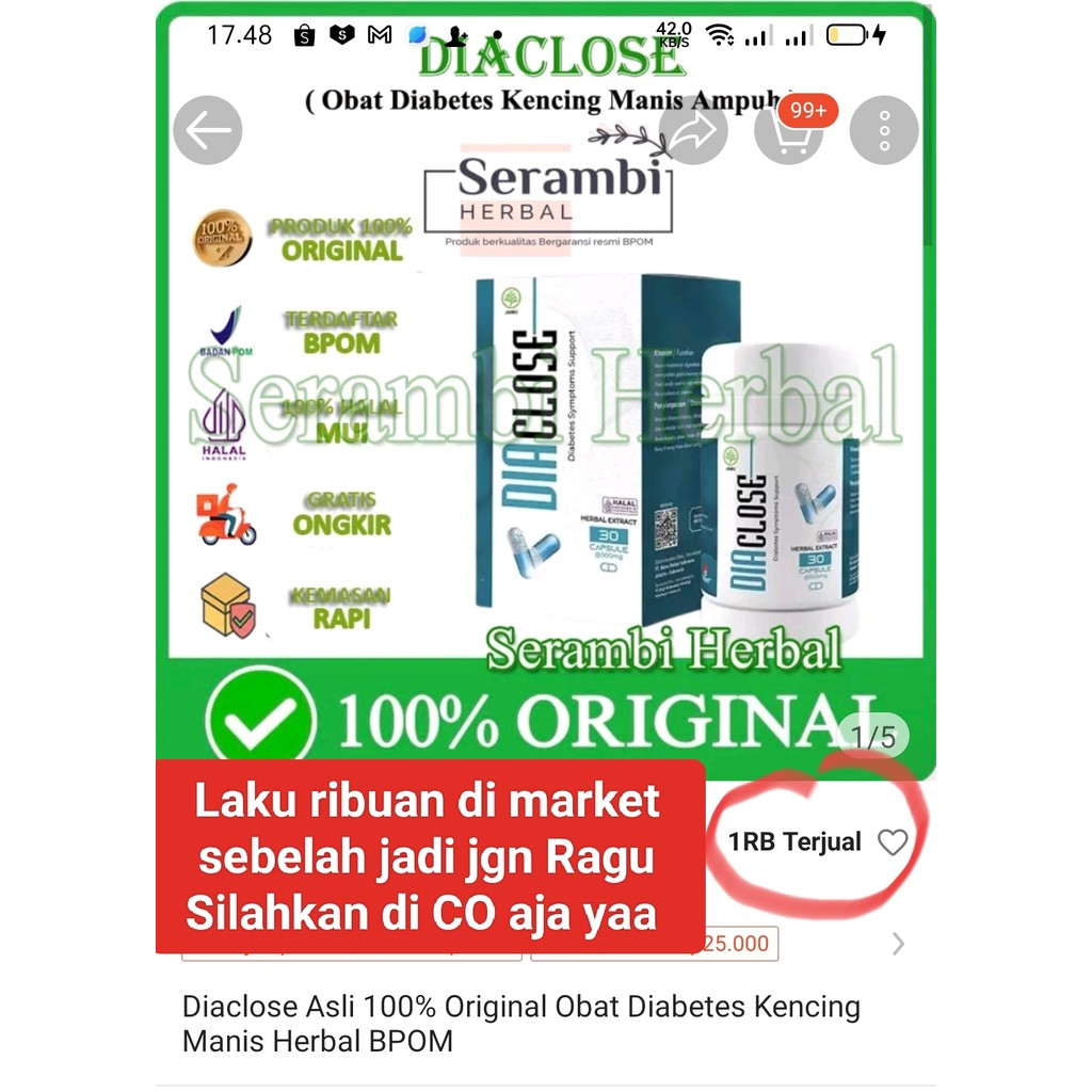 

Diaclose Asli 100% Original Obat Diabetes Kencing Manis Herbal BPOM Menurunkan Kadar Gula Darah Menyembuhkan luka karena diabetes joklen9000