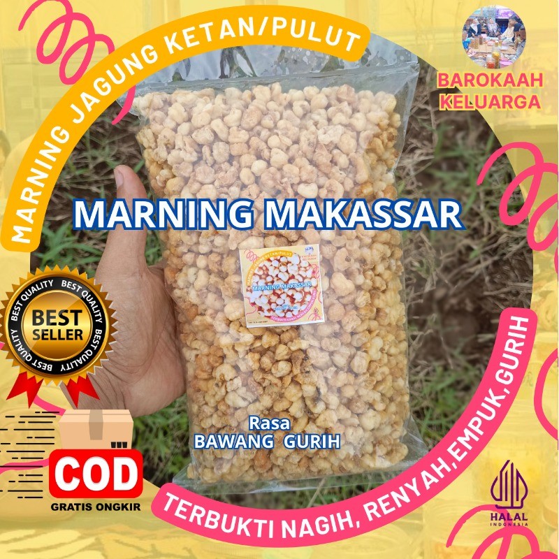 

Marning Premium jagung putih makassar termurah, rasa gurih asin bawang (500gr),renyah dan aseli