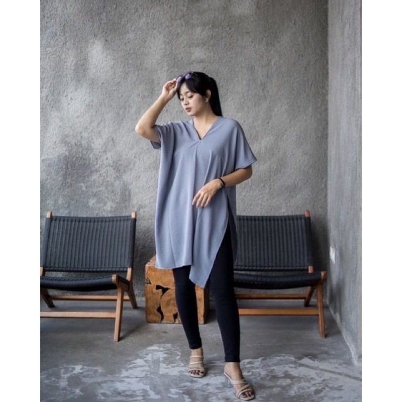Top NAGITA Square v-neck ATASAN WANITA Blouse V Neck BLOUSE  LONG SQUARE - CRINKLE LONG SQUARE V-NEC