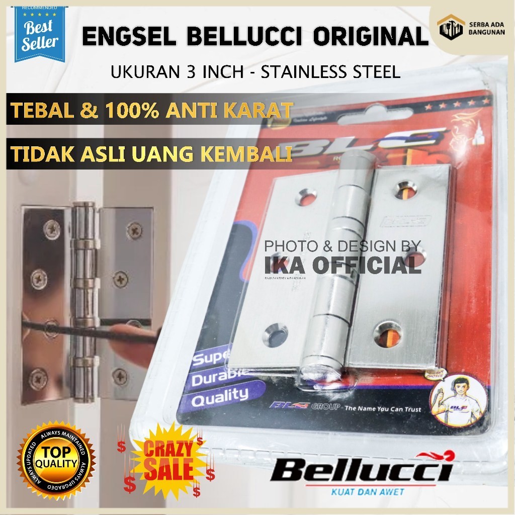 Cuci Gudang Engsel Pintu / Engsel Jendela Bellucci 3" | Engsel BLC | BELLUCCI / Engsel Bellucci 3 In