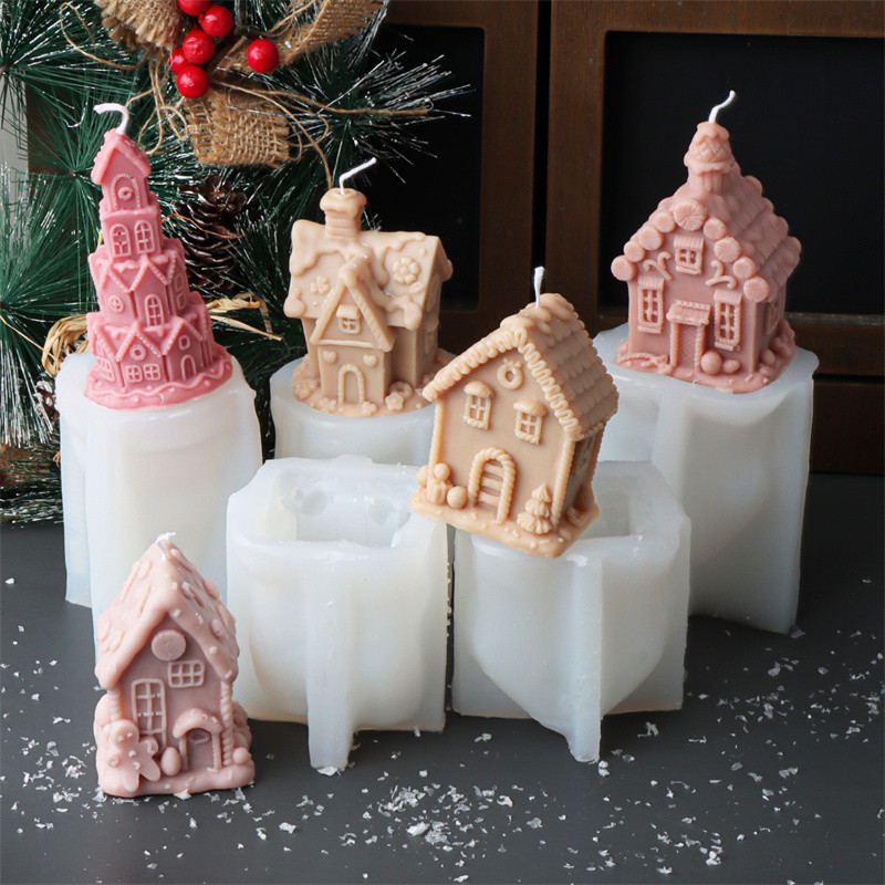 

3D Christmas House Candle Silicone Mold DIY Creative Cabin Baker Igloo Mold Christmas Crafts Home Christmas Decor Gift Tool