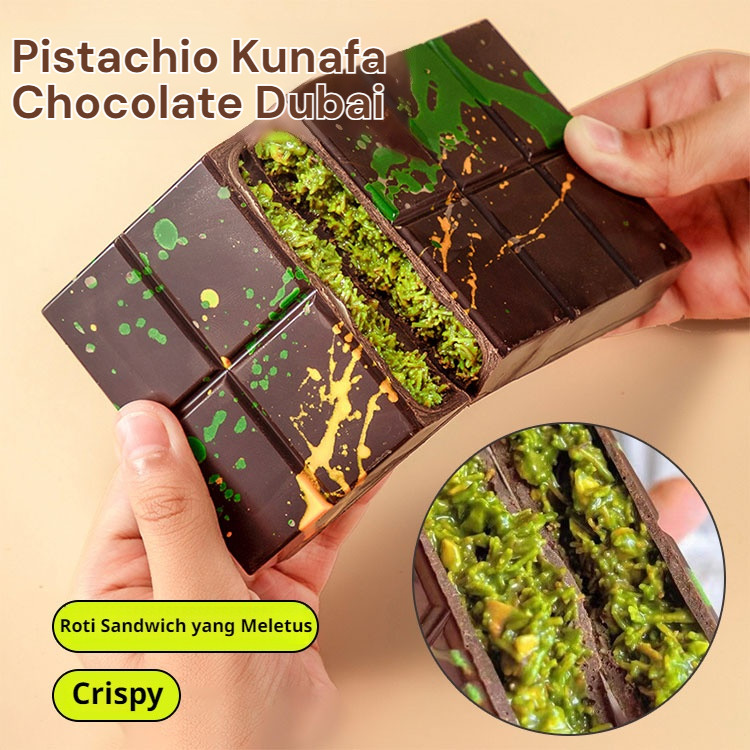

✨COD+Kirim Dalam 24 Jam✨Pistachio Kunafa Cokla/Coklat Dubai 200g/Chocolate Bar Crispy Pistachio Kunafe | COKLAT DUBAI/Dubai Handmade Chocolate/Brownies Pistachio