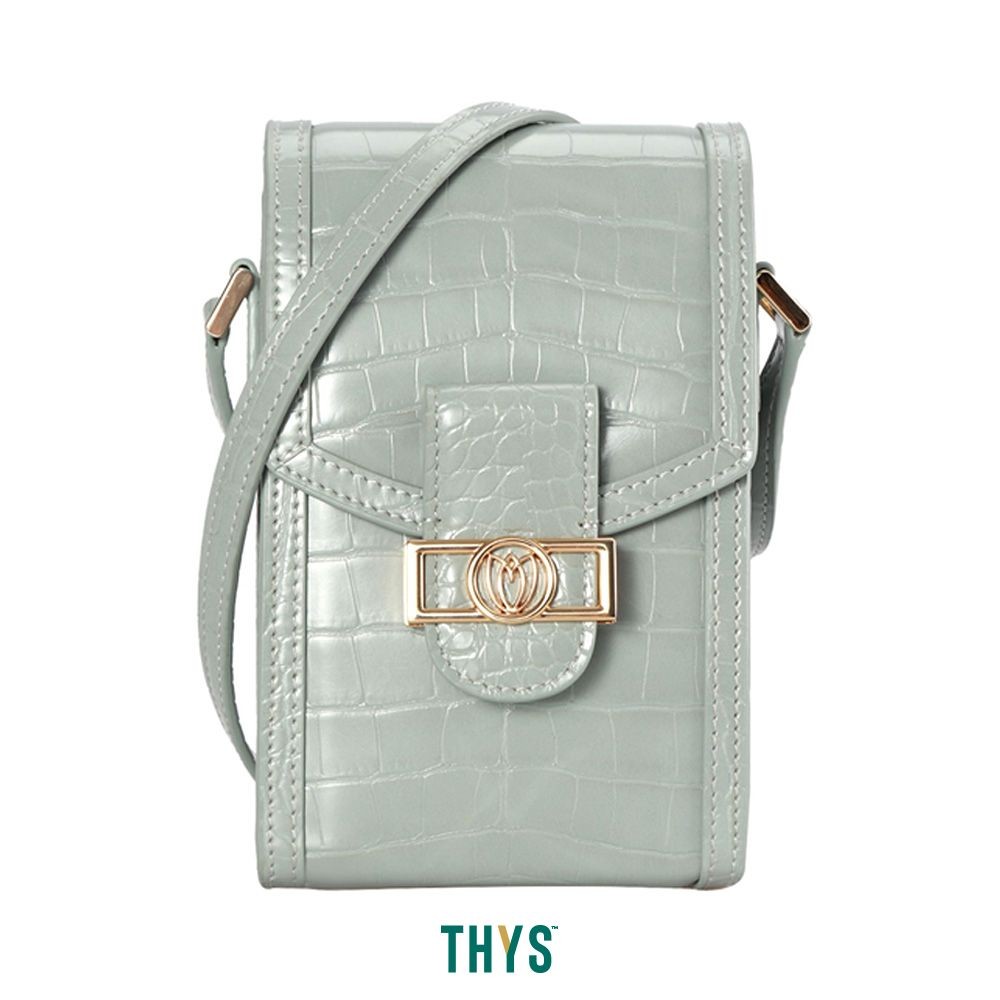 Susen Tas Selempang Croco Pouch Dengan Flap - Abu-Abu