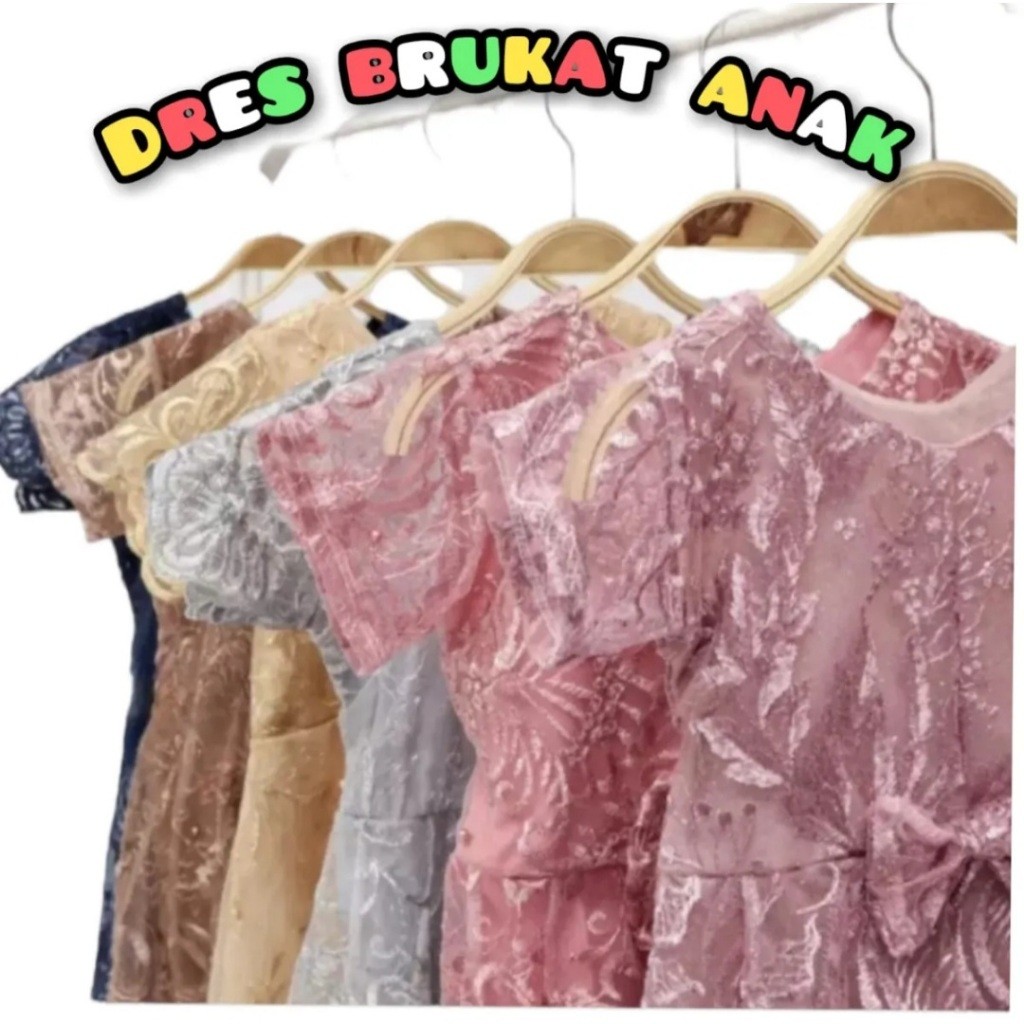 COD Dress Brokat Anak/Pakaian Anak prempuan/Baju Brokat Anak usia 8-9 tahun