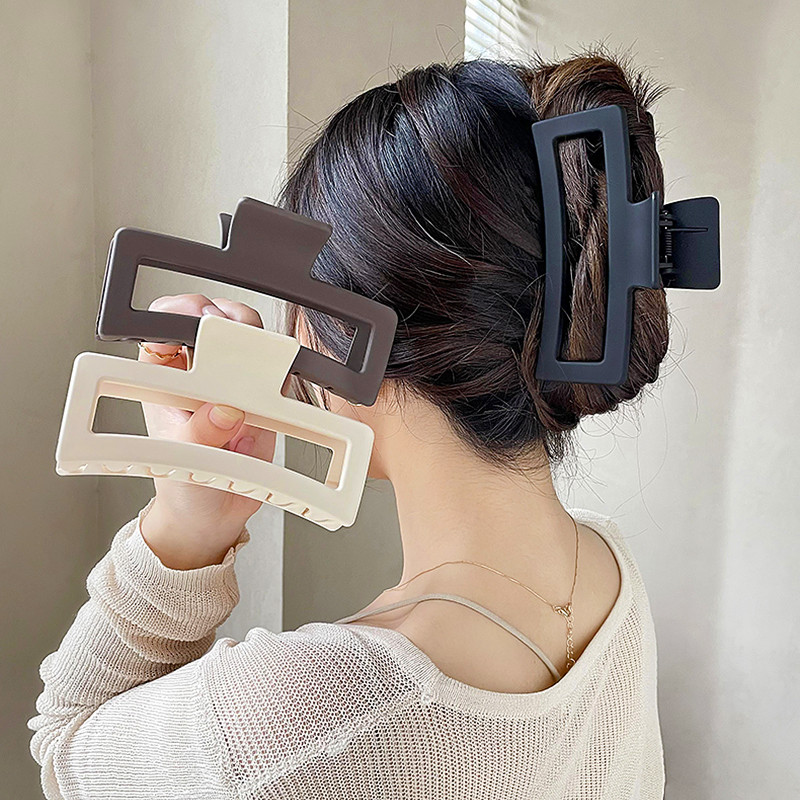 

Fashion 13CM Oversized Solid Square Frosted Hair Shark Clip Headdress Hair Accessories Suitable For Women Girls Thick Hair