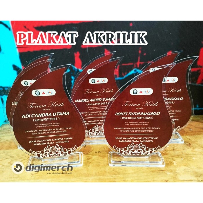 PLAKAT AKRILIK CUTOM, PLAKAT PIALA ACRYLIC PIAGAM UNIK CUSTOM DESAIN BENTUK MURAH A5 - A6