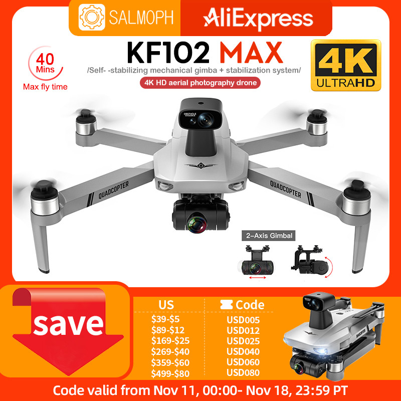 KF102 / KF102MAX Drone 4K Profesional with HD Camera 5G WiFi GPS 2-Axis anti shake Gimbal Quadcopter