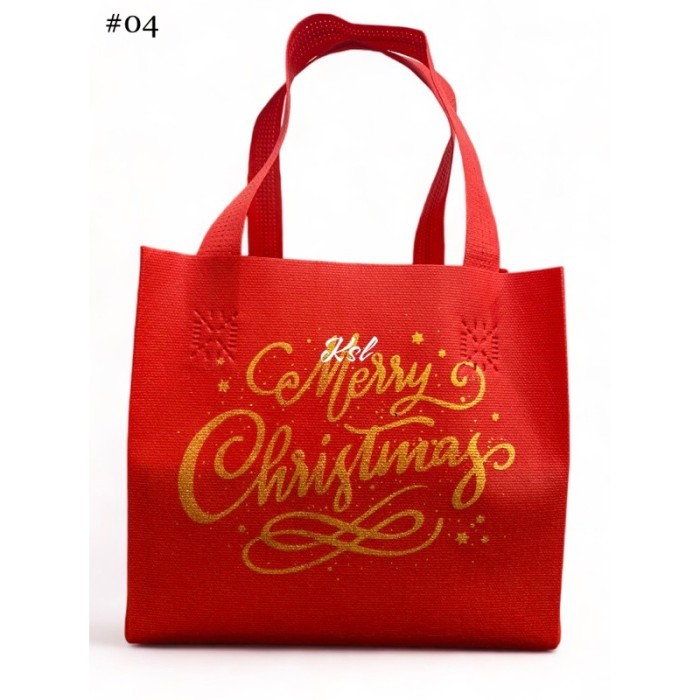 

as Spunbond / Tas Kain Belanja / Goodie Bag HLS KOTAK ( kotak nasi / kue ) 04 NATAL 20, 22, 24, 26, 28 CM