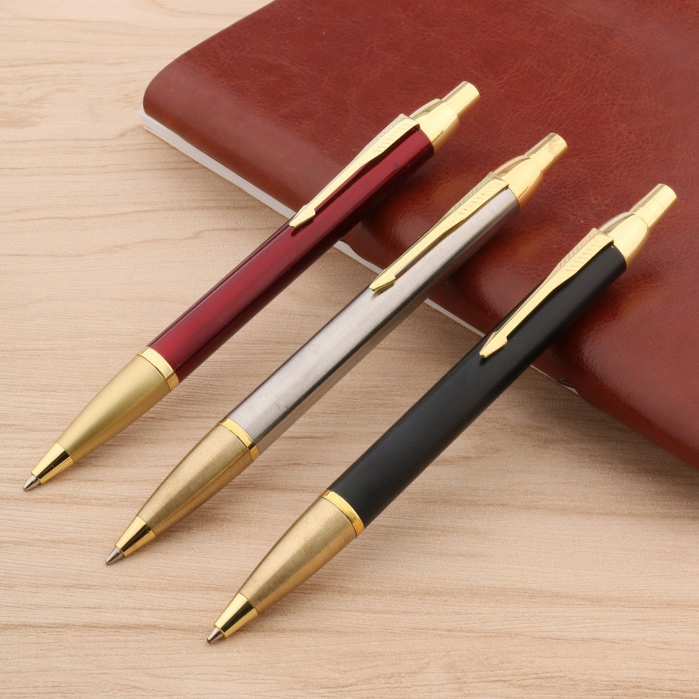 

High Quality Brand Y07 Ballpoint Pen Press matte black stainless steel Stationery Office School Supplies golden Pen New