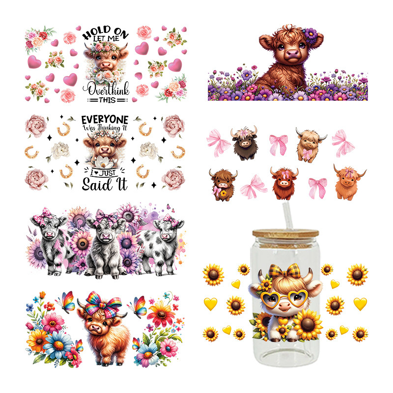 

3D UV DTF Transfers Stickers 16oz Cup Wraps Cartoon Animal Yak Printed For DIY Glass Ceramic Metal Leather Etc. D15808