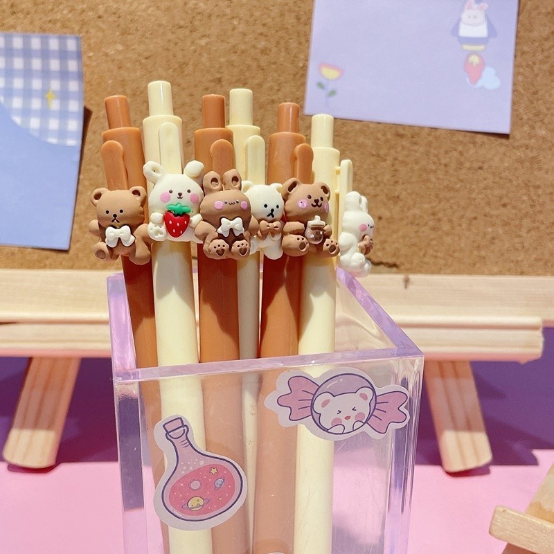 

ACEH.GAIS Pena Karakter Bear Pita Lucu Pulpen Cetekan Tinta Gel Cair Motif Beruang Unik Alat Tulis Kantor Sekolah Stationary