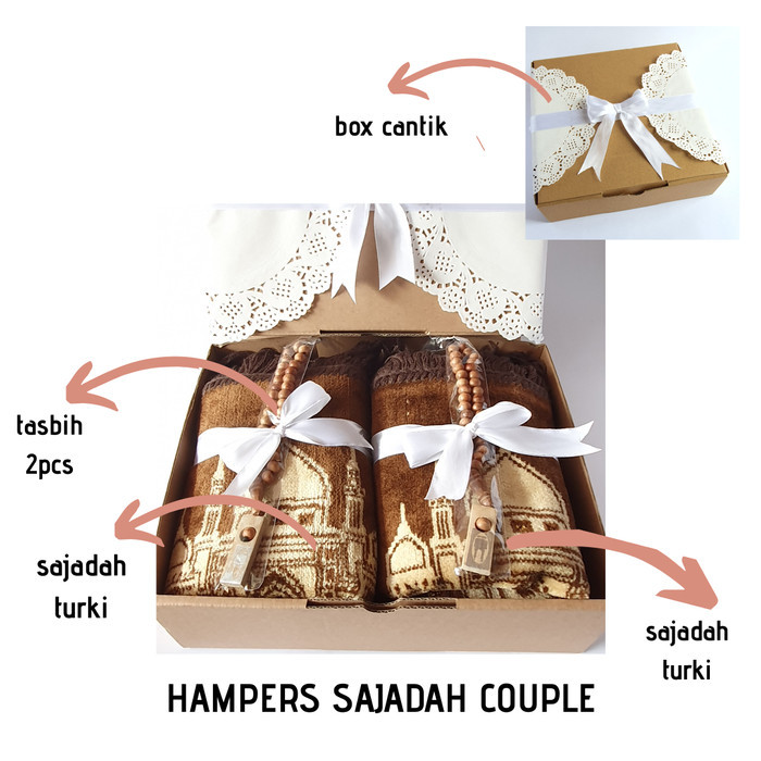 

New Collection HAMPERS KADO ULANG TAHUN/PENGANTIN SAJADAH COUPLE FREE TASBIH