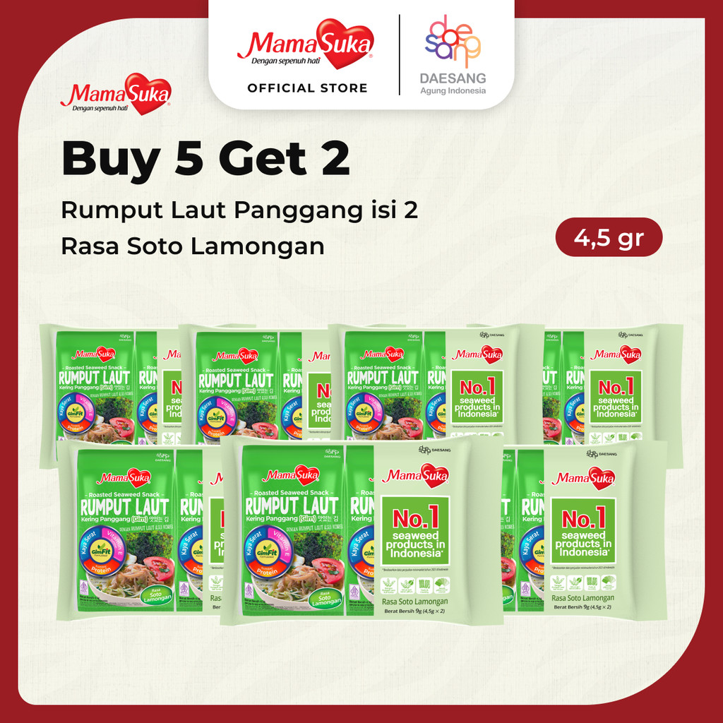 

Buy 5 Get 2 Mamasuka - Rumput Laut Rasa Soto Ayam Lamongan Isi 2