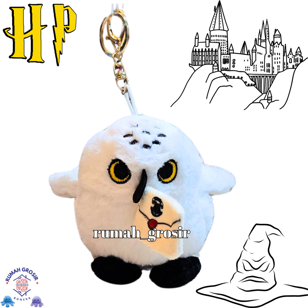 (Rumah Grosir Boneka) Gantungan Kunci Boneka Hedwig Owl Harry Potter Plush Doll