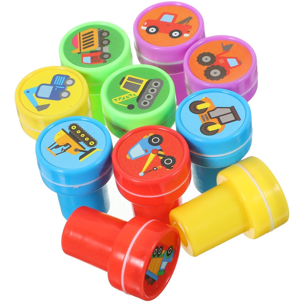 

10pcs Engineering Truck Stamp Toy Kids Truck Party Gift Class Award Construction Engineering Truck Student Stamp Rewards