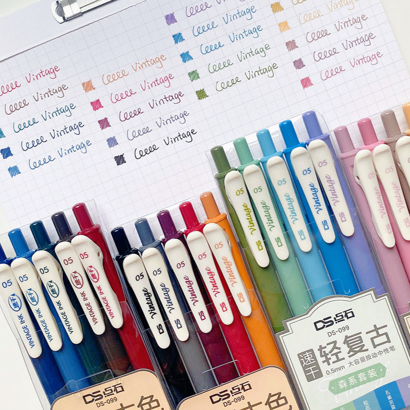 

20 Colors Pulpen pena pulpen warna warni pulpen aesthetic pen vintage color retractable gel pens lucu alat tulis stationery korea