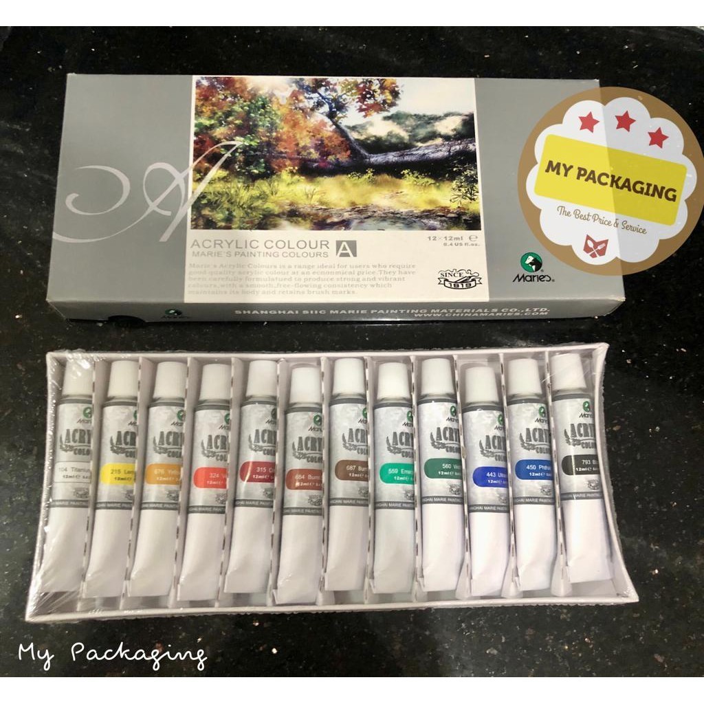 

Cat Minyak Oil Maries Acrylic Color / Cat akrilik set 12 / 18 warna - Terbaik Original Bisa COD