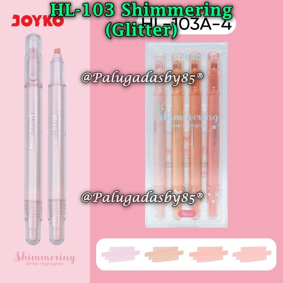 

(1 Set/4 Pcs) GROSIR Highlighter Set JOYKO HL-103A-4 Glitter / Highlighter Joyko HL-103 Shimmering