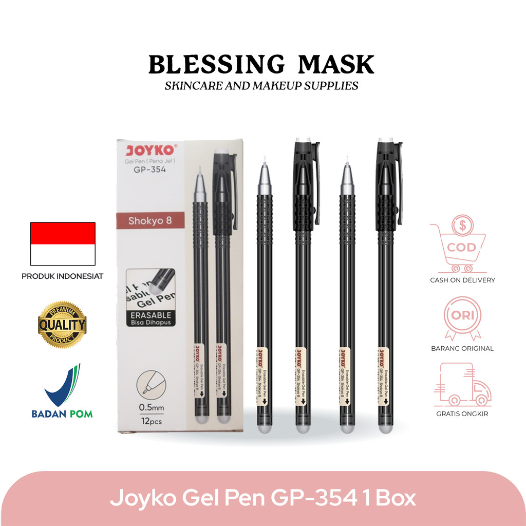 

Joyko Ball Pen Gel Pen Pulpen Pena erasable bisa di hapus Joyko GP-354 GP354 GP 354 / 1 Box = 12pcs - Blessingmask ACC