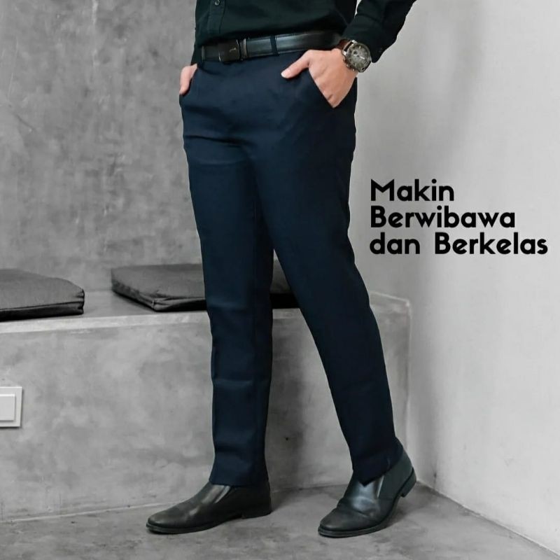 Celana Formal Kantor Pria Bahan Wolfis Size 27-38