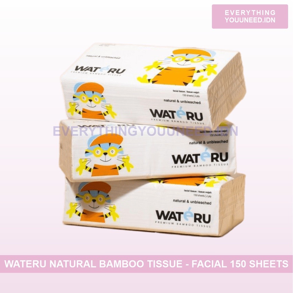 Wateru Natural Bamboo Tissue / Tisu Bambu - Facial 150s