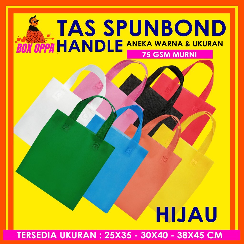 

TAS SPUNBOND HANDLE 30x40 cm GOODIEBAG SOUVENIR tas kain polos aneka warna 75gsm