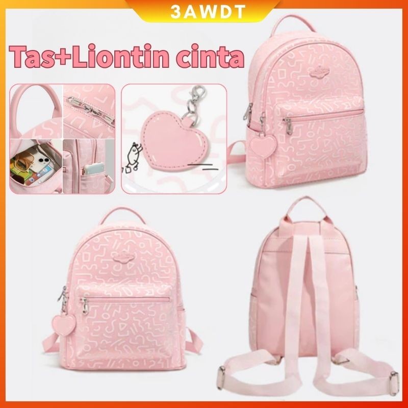[Tas+Liontin cinta]Ins Korea Fashion Trend Ransel Mini Baru Tas Ranse Kecil Kulit Wanita Sintetis Lu