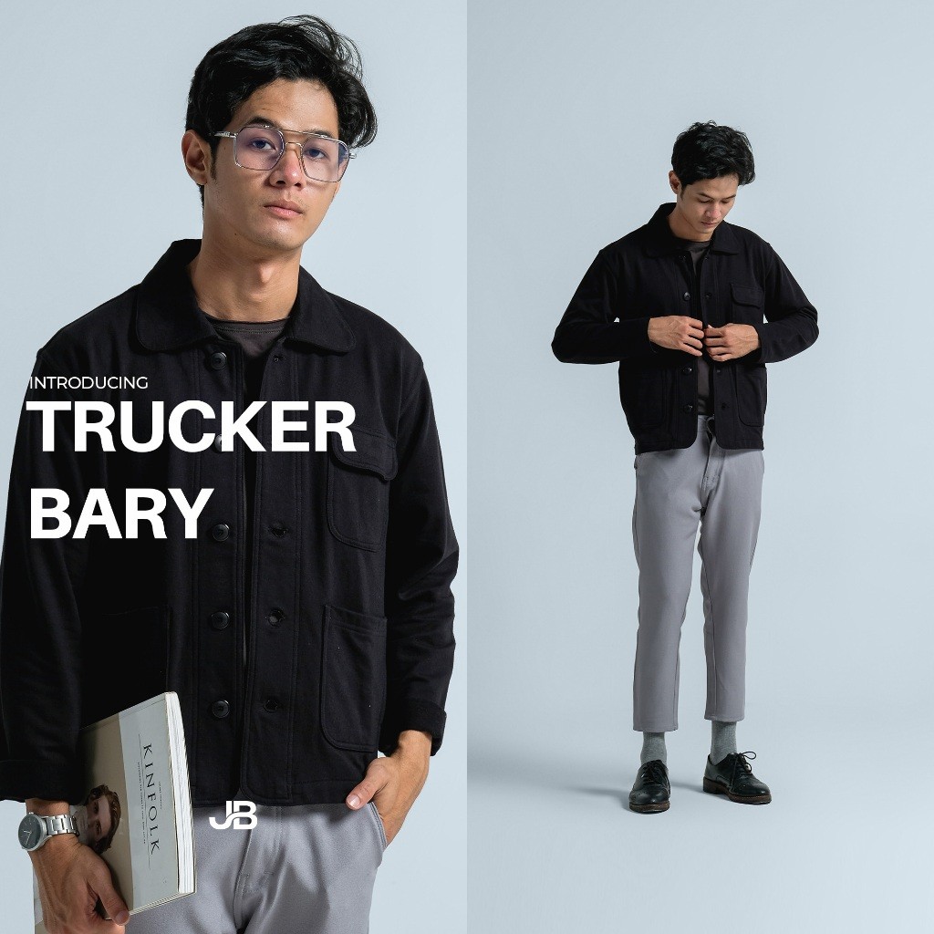 JB - Trucker Bary Black - Jaket Klasik Pria Terbaru