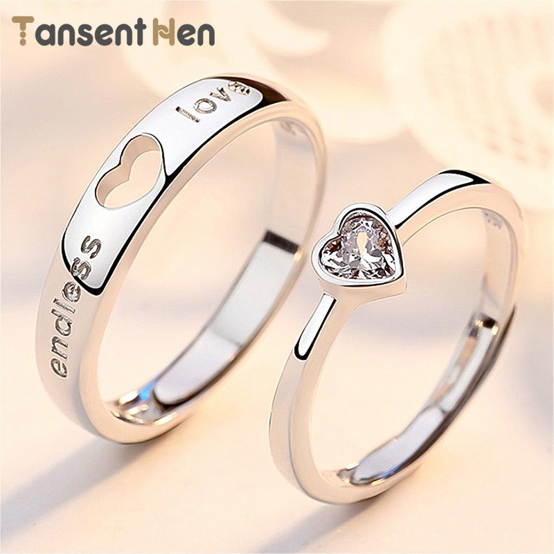 COD Murah Cincin Pasangan Selamanya Cincin Berlian Berbentuk Cinta Berongga Untuk Pria Dan Wanita
