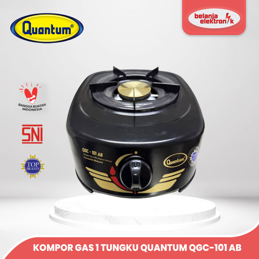 KOMPOR GAS 1 TUNGKU QUANTUM QGC-101 AB HITAM LPG 3 KG / 12 KG