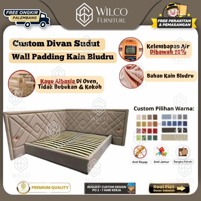 Divan Sandaran Wall Padding Bludru | Divan Sandaran Modern Bludru | Cusrom Divan Palembang - 100x200