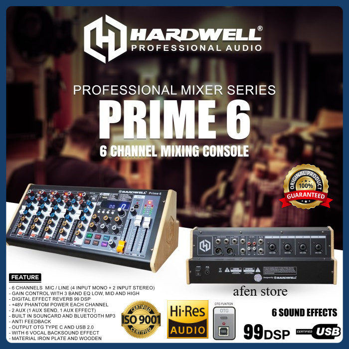Mixer Audio 6 Channel Hardwell Prime 6 | PRIME6 Professional Analog Mixing Console Original