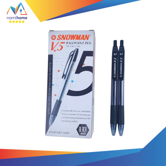 

[[PROMO]] PULPEN SNOWMAN V5 HITAM PEN SNOWMAN V5 BALLPOINT 1 PACK 12PCS