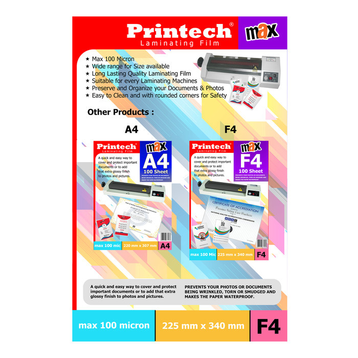 

PRINTECH MAX Laminating Film Pouch / Plastik Laminating F4 - 06007