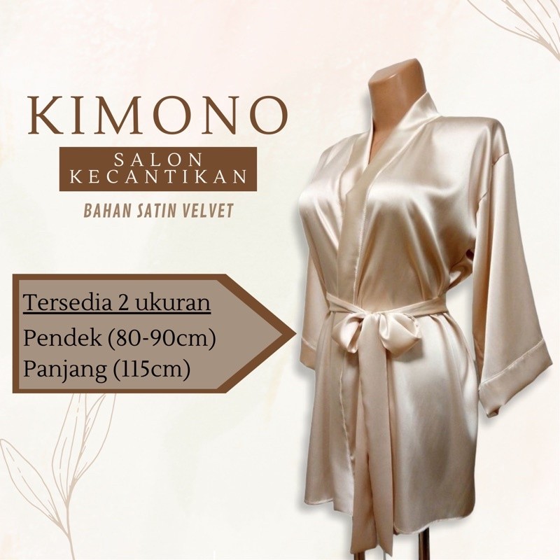 KLIMAUSHOP Kimono Salon Spa Klinik Kecantikan Kimono  Satin Panjang Kimono Mandi Dewasa Kimono Polos