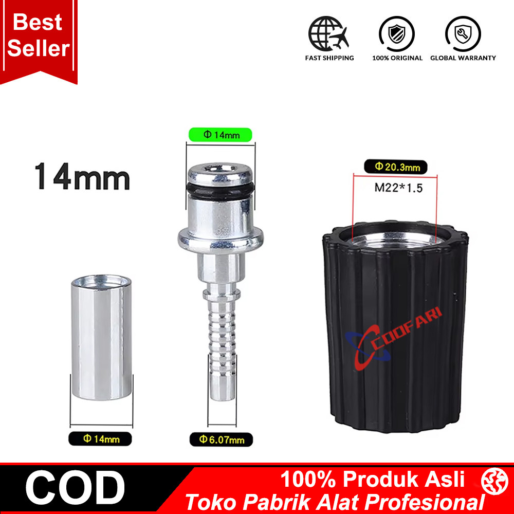 M22 X 15mm Fitting Nepel Selang Jet Cleaner High Pressure Washer Universal