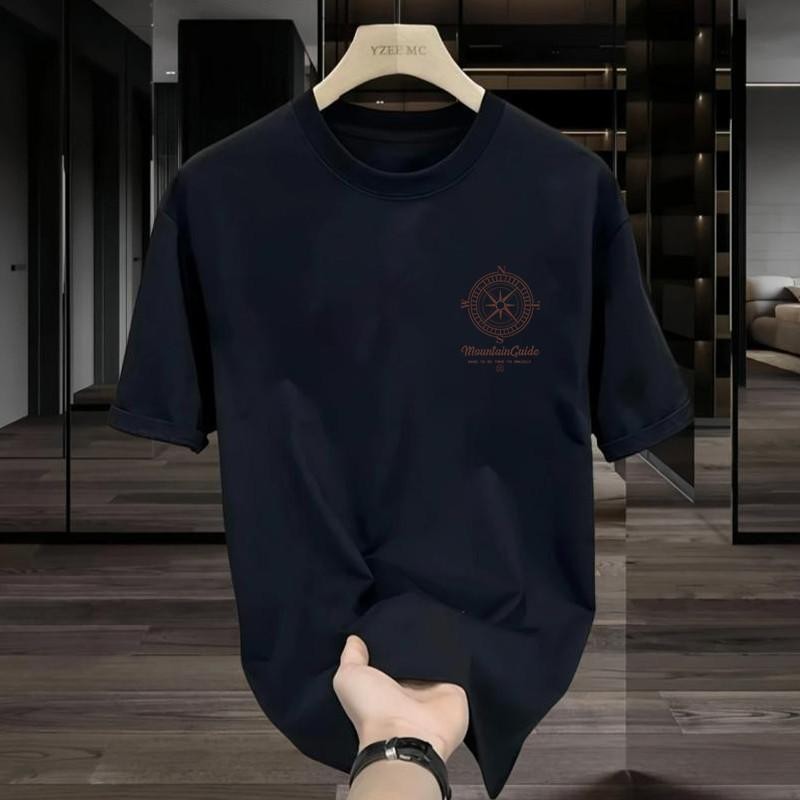 【SJK】S-5XL musim panas gaya Korea T-shirt print pola huruf lengan pendek pria leher bulat longgar fa